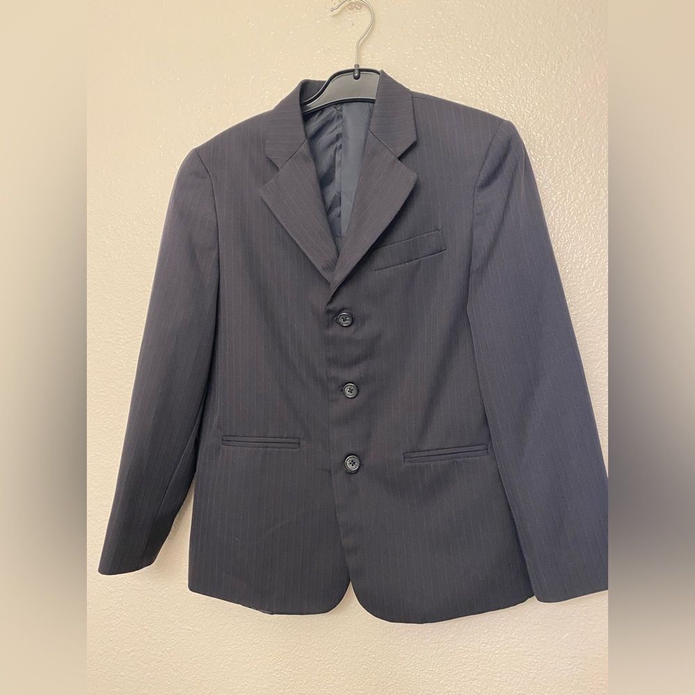 George Boys Jacket Suit blazer sports coat navy blue pinstripe 14 regular